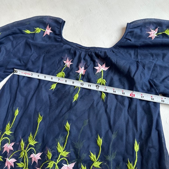 Navy Blue Embroidered Blouse - Picture 6 of 6